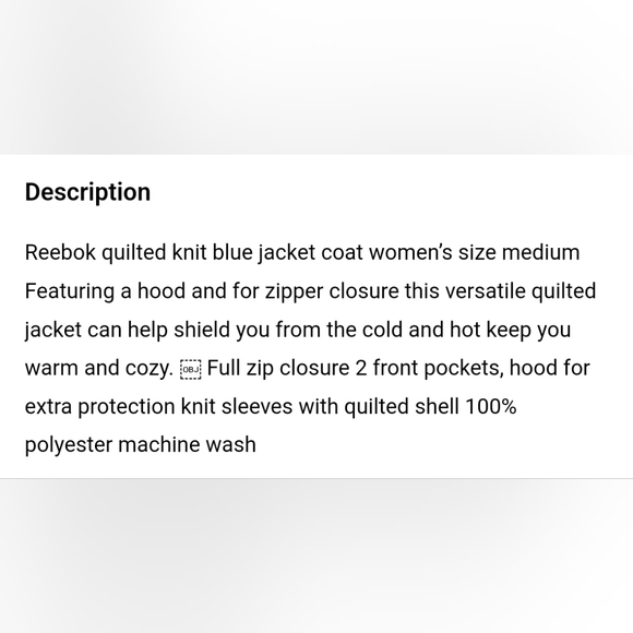 ๐๏ธ๐ท Reebok Poly Woven Quilted full zipped hooded Jacket - Navy Blue - Medium - Picture 4 of 16